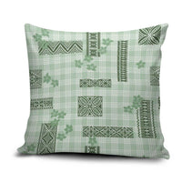 Hawaiian Quilt Tapa On Pastel Mint Palaka Motifs Pillow Cover LT7 Mint - Polynesian Pride