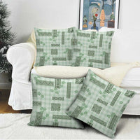 Hawaiian Quilt Tapa On Pastel Mint Palaka Motifs Pillow Cover LT7 - Polynesian Pride