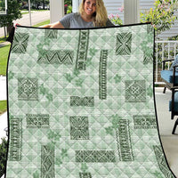 Hawaiian Quilt Tapa On Pastel Mint Palaka Motifs Quilt LT7 Mint - Polynesian Pride