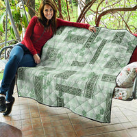 Hawaiian Quilt Tapa On Pastel Mint Palaka Motifs Quilt LT7 - Polynesian Pride