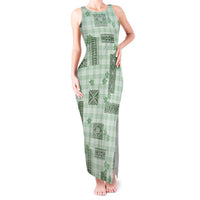 Hawaiian Quilt Tapa On Pastel Mint Palaka Motifs Tank Maxi Dress LT7 Women Mint - Polynesian Pride