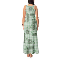 Hawaiian Quilt Tapa On Pastel Mint Palaka Motifs Tank Maxi Dress LT7 - Polynesian Pride