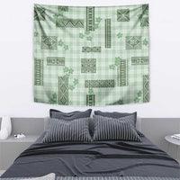 Hawaiian Quilt Tapa On Pastel Mint Palaka Motifs Tapestry LT7 - Polynesian Pride