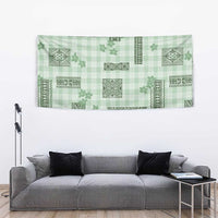 Hawaiian Quilt Tapa On Pastel Mint Palaka Motifs Tapestry LT7 - Polynesian Pride