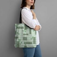 Hawaiian Quilt Tapa On Pastel Mint Palaka Motifs Tote Bag LT7 - Polynesian Pride