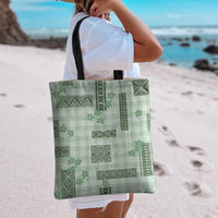 Hawaiian Quilt Tapa On Pastel Mint Palaka Motifs Tote Bag LT7 - Polynesian Pride