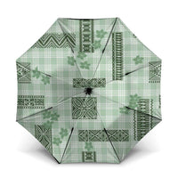 Hawaiian Quilt Tapa On Pastel Mint Palaka Motifs Umbrella LT7 One Size Folded 11.42 inch Opened Diameter 37.4 inch Mint - Polynesian Pride