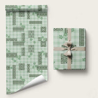 Hawaiian Quilt Tapa On Pastel Mint Palaka Motifs Wrapping Paper LT7 58" × 23" Mint - Polynesian Pride