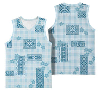 Hawaiian Quilt Tapa On Cold Blue Palaka Motifs Basketball Jersey LT7 - Polynesian Pride