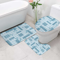 Hawaiian Quilt Tapa On Cold Blue Palaka Motifs Bathroom Set LT7 - Polynesian Pride