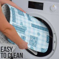 Hawaiian Quilt Tapa On Cold Blue Palaka Motifs Bathroom Set LT7 - Polynesian Pride