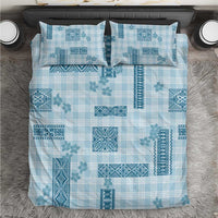 Hawaiian Quilt Tapa On Cold Blue Palaka Motifs Bedding Set LT7 Azure - Polynesian Pride