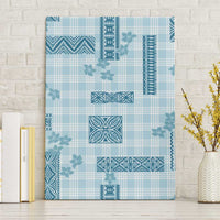 Hawaiian Quilt Tapa On Cold Blue Palaka Motifs Canvas Wall Art LT7 Without Frame Azure - Polynesian Pride