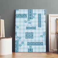 Hawaiian Quilt Tapa On Cold Blue Palaka Motifs Canvas Wall Art LT7 - Polynesian Pride