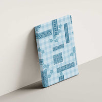 Hawaiian Quilt Tapa On Cold Blue Palaka Motifs Canvas Wall Art LT7 - Polynesian Pride