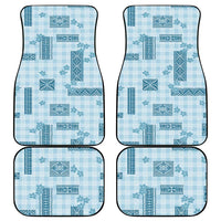 Hawaiian Quilt Tapa On Cold Blue Palaka Motifs Car Mats LT7 - Polynesian Pride