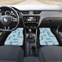 Hawaiian Quilt Tapa On Cold Blue Palaka Motifs Car Mats LT7 Set 2pcs - Front Azure - Polynesian Pride