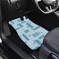 Hawaiian Quilt Tapa On Cold Blue Palaka Motifs Car Mats LT7 - Polynesian Pride