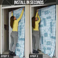 Hawaiian Quilt Tapa On Cold Blue Palaka Motifs Door Cover LT7 - Polynesian Pride