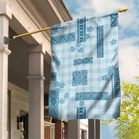 Hawaiian Quilt Tapa On Cold Blue Palaka Motifs Garden Flag LT7 House Flag Azure - Polynesian Pride