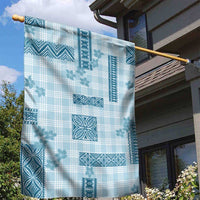 Hawaiian Quilt Tapa On Cold Blue Palaka Motifs Garden Flag LT7 - Polynesian Pride