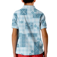 Hawaiian Quilt Tapa On Cold Blue Palaka Motifs Kid Polo Shirt LT7 - Polynesian Pride