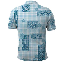 Hawaiian Quilt Tapa On Cold Blue Palaka Motifs Polo Shirt LT7 - Polynesian Pride