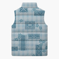 Hawaiian Quilt Tapa On Cold Blue Palaka Motifs Sleeveless Puffer Jacket LT7 - Polynesian Pride