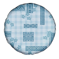 Hawaiian Quilt Tapa On Cold Blue Palaka Motifs Spare Tire Cover LT7 - Polynesian Pride