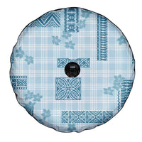 Hawaiian Quilt Tapa On Cold Blue Palaka Motifs Spare Tire Cover LT7 - Polynesian Pride