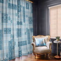 Hawaiian Quilt Tapa On Cold Blue Palaka Motifs Window Curtain LT7 - Polynesian Pride