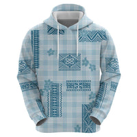 Hawaiian Quilt Tapa On Cold Blue Palaka Motifs Zip Hoodie LT7 - Polynesian Pride