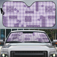 Hawaiian Quilt Tapa On Lilac Palaka Motifs Auto Sun Shade LT7 Lilac - Polynesian Pride