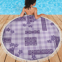 Hawaiian Quilt Tapa On Lilac Palaka Motifs Beach Blanket LT7 - Polynesian Pride