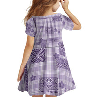 Hawaiian Quilt Tapa On Lilac Palaka Motifs Family Matching Off The Shoulder Long Sleeve Dress and Hawaiian Shirt