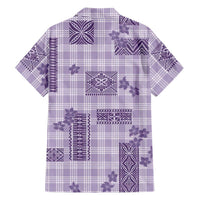 Hawaiian Quilt Tapa On Lilac Palaka Motifs Family Matching Off The Shoulder Long Sleeve Dress and Hawaiian Shirt