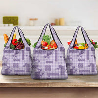 Hawaiian Quilt Tapa On Lilac Palaka Motifs Grocery Bag LT7 3-pack One Size Lilac - Polynesian Pride