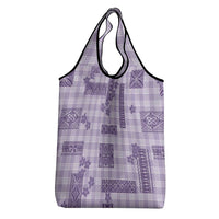 Hawaiian Quilt Tapa On Lilac Palaka Motifs Grocery Bag LT7 - Polynesian Pride