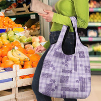 Hawaiian Quilt Tapa On Lilac Palaka Motifs Grocery Bag LT7 - Polynesian Pride