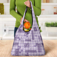 Hawaiian Quilt Tapa On Lilac Palaka Motifs Grocery Bag LT7 - Polynesian Pride
