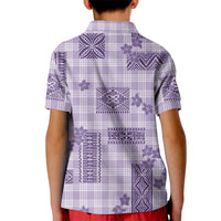 Hawaiian Quilt Tapa On Lilac Palaka Motifs Kid Polo Shirt LT7 - Polynesian Pride