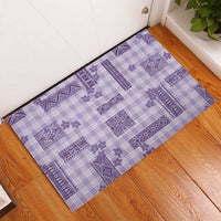 Hawaiian Quilt Tapa On Lilac Palaka Motifs Rubber Doormat LT7 - Polynesian Pride
