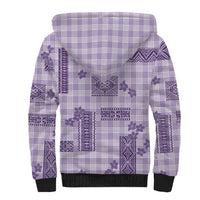 Hawaiian Quilt Tapa On Lilac Palaka Motifs Sherpa Hoodie LT7 - Polynesian Pride