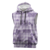 Hawaiian Quilt Tapa On Lilac Palaka Motifs Sleeveless Hoodie LT7 Lilac - Polynesian Pride