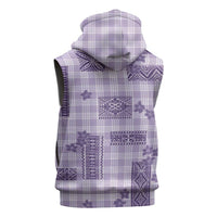 Hawaiian Quilt Tapa On Lilac Palaka Motifs Sleeveless Hoodie LT7 - Polynesian Pride