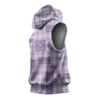 Hawaiian Quilt Tapa On Lilac Palaka Motifs Sleeveless Hoodie LT7 - Polynesian Pride