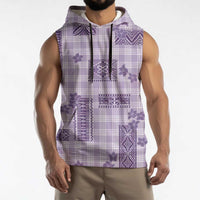 Hawaiian Quilt Tapa On Lilac Palaka Motifs Sleeveless Hoodie LT7 - Polynesian Pride