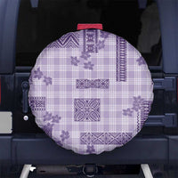 Hawaiian Quilt Tapa On Lilac Palaka Motifs Spare Tire Cover LT7 No hole Lilac - Polynesian Pride