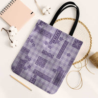 Hawaiian Quilt Tapa On Lilac Palaka Motifs Tote Bag LT7 Black Strap One Size Lilac - Polynesian Pride