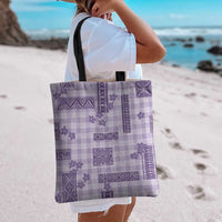 Hawaiian Quilt Tapa On Lilac Palaka Motifs Tote Bag LT7 - Polynesian Pride